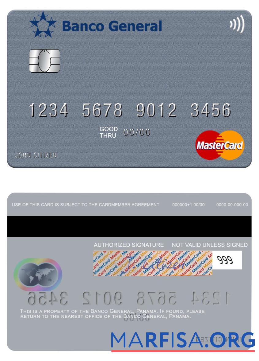 Downloadable Panama Banco General mastercard real example